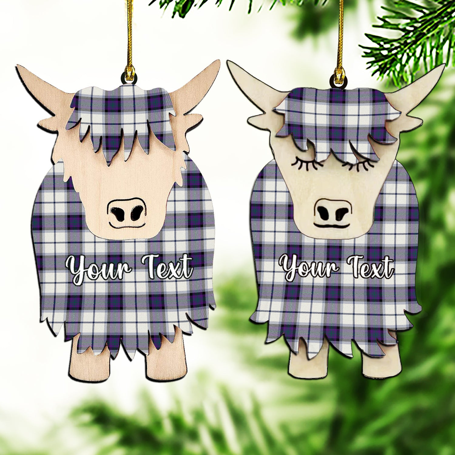 ScotsTee Shop Scottish Alexander of Menstry Dress Modern Couple Tartan Highland Cow Ornament Acrylic
