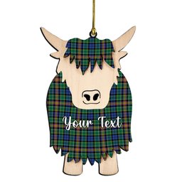 ScotsTee Shop Scottish Allison SC Couple Tartan Highland Cow Ornament Acrylic