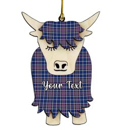 ScotsTee Shop Scottish Alexander of Menstry Modern Couple Tartan Highland Cow Ornament Acrylic
