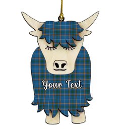 ScotsTee Shop Scottish Bains of Caithness Couple Tartan Highland Cow Ornament Acrylic