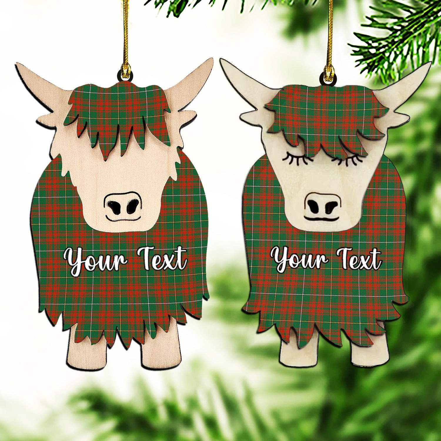 ScotsTee Shop Scottish Bruce Hunting Ancient Couple Tartan Highland Cow Ornament Acrylic