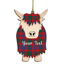 ScotsTee Shop Scottish Black Watch Pipe Band Modern Couple Tartan Highland Cow Ornament Acrylic