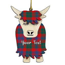 ScotsTee Shop Scottish Black Watch Pipe Band Modern Couple Tartan Highland Cow Ornament Acrylic