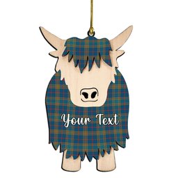 ScotsTee Shop Scottish Balfour Blue Ancient Couple Tartan Highland Cow Ornament Acrylic