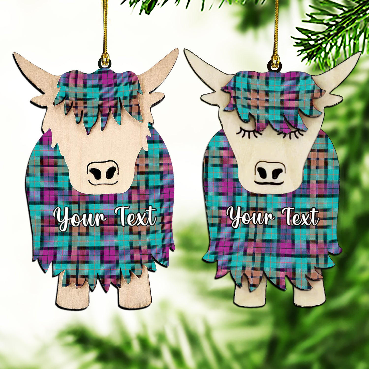 ScotsTee Shop Scottish Buchanan Inauguration Couple Tartan Highland Cow Ornament Acrylic
