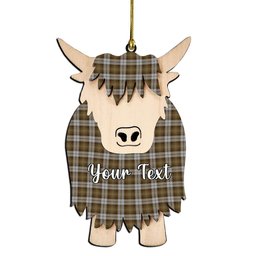 ScotsTee Shop Scottish Baillie Dress Couple Tartan Highland Cow Ornament Acrylic