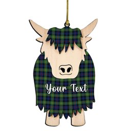 ScotsTee Shop Scottish Baillie Modern Couple Tartan Highland Cow Ornament Acrylic