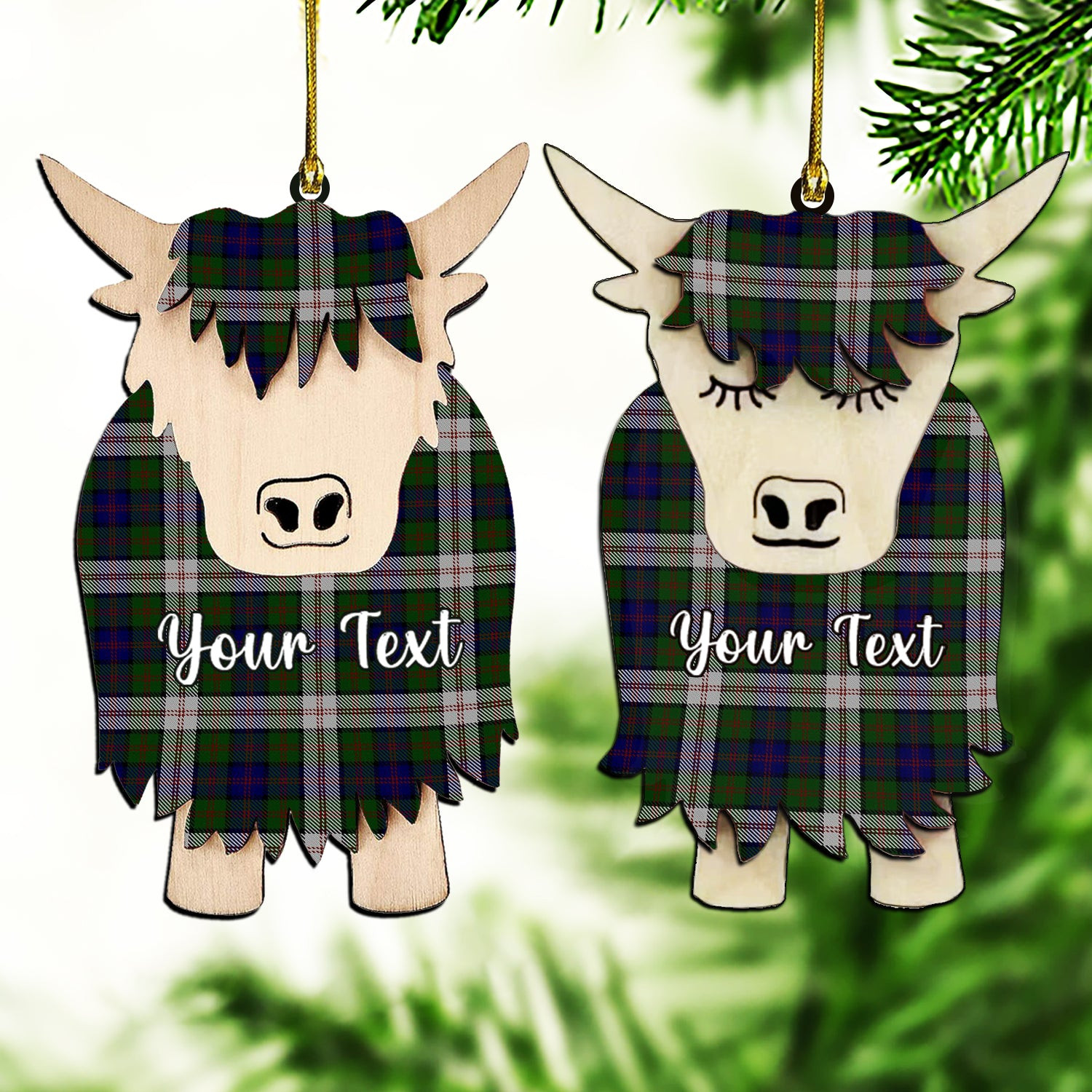 ScotsTee Shop Scottish Blair Dress Couple Tartan Highland Cow Ornament Acrylic