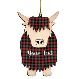 ScotsTee Shop Scottish Brown Ancient Couple Tartan Highland Cow Ornament Acrylic