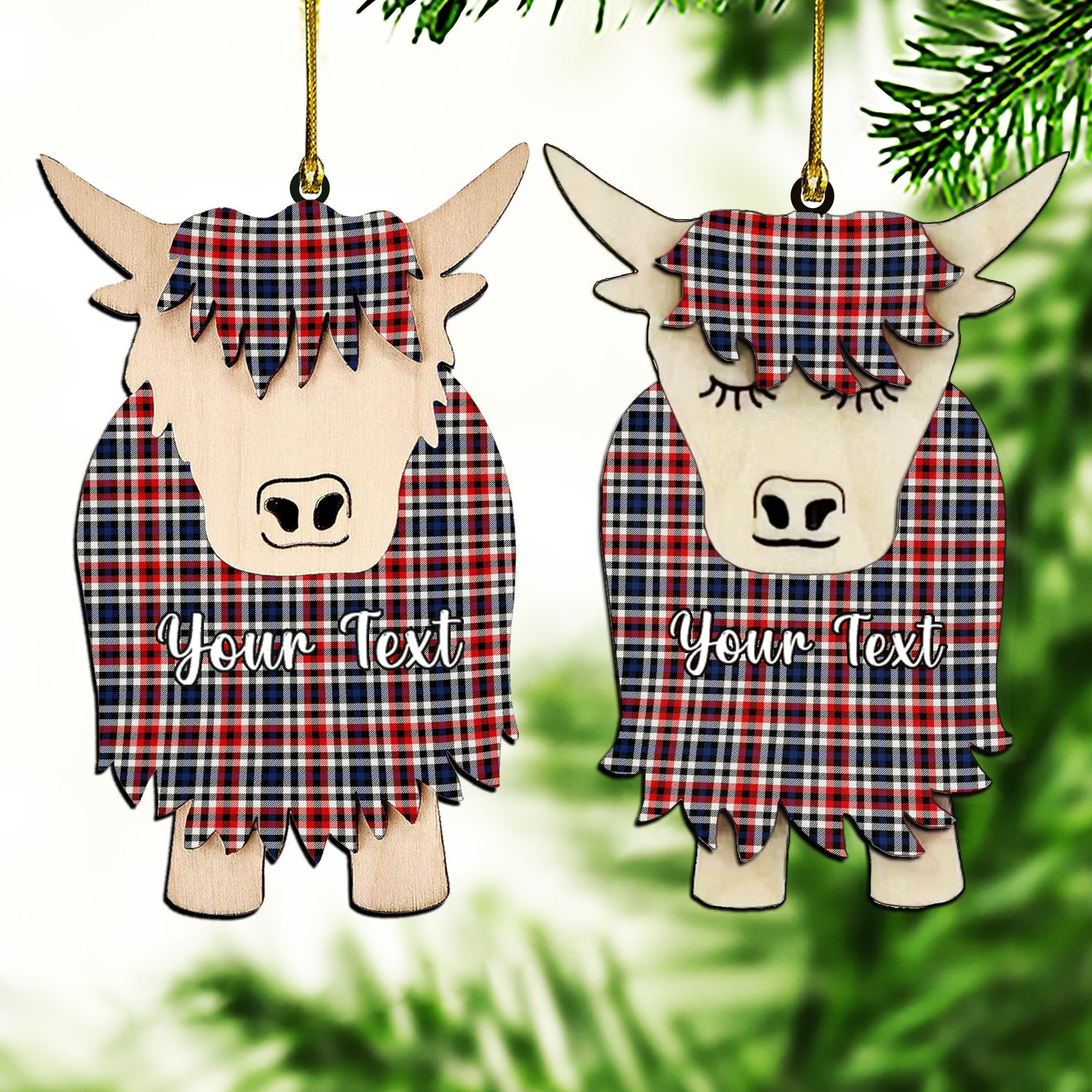 ScotsTee Shop Scottish Bell Border (Bell Southern Bell) Modern Couple Tartan Highland Cow Ornament Acrylic