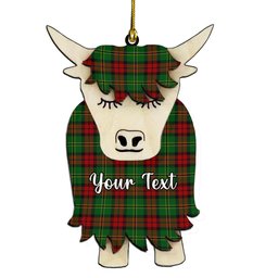 ScotsTee Shop Scottish Blackstock Hunting Couple Tartan Highland Cow Ornament Acrylic