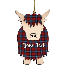 ScotsTee Shop Scottish Baillie of Polkemmet Red Couple Tartan Highland Cow Ornament Acrylic