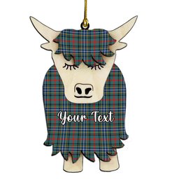 ScotsTee Shop Scottish Bisset Modern Couple Tartan Highland Cow Ornament Acrylic