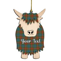 ScotsTee Shop Scottish Beattie (Beatty) Ancient Couple Tartan Highland Cow Ornament Acrylic