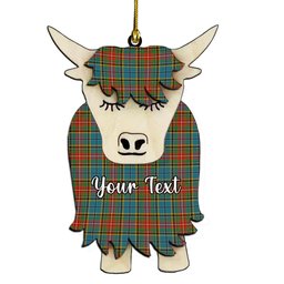 ScotsTee Shop Scottish Beattie (Beatty) Ancient Couple Tartan Highland Cow Ornament Acrylic