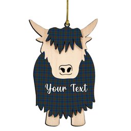 ScotsTee Shop Scottish Buchanan Hunting Modern Couple Tartan Highland Cow Ornament Acrylic