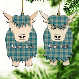 ScotsTee Shop Scottish Barclay Hunting #2 Ancient Clan Couple Tartan Highland Cow Ornament Acrylic
