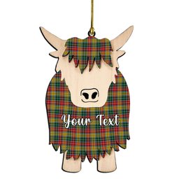 ScotsTee Shop Scottish Buchanan 1850 Couple Tartan Highland Cow Ornament Acrylic