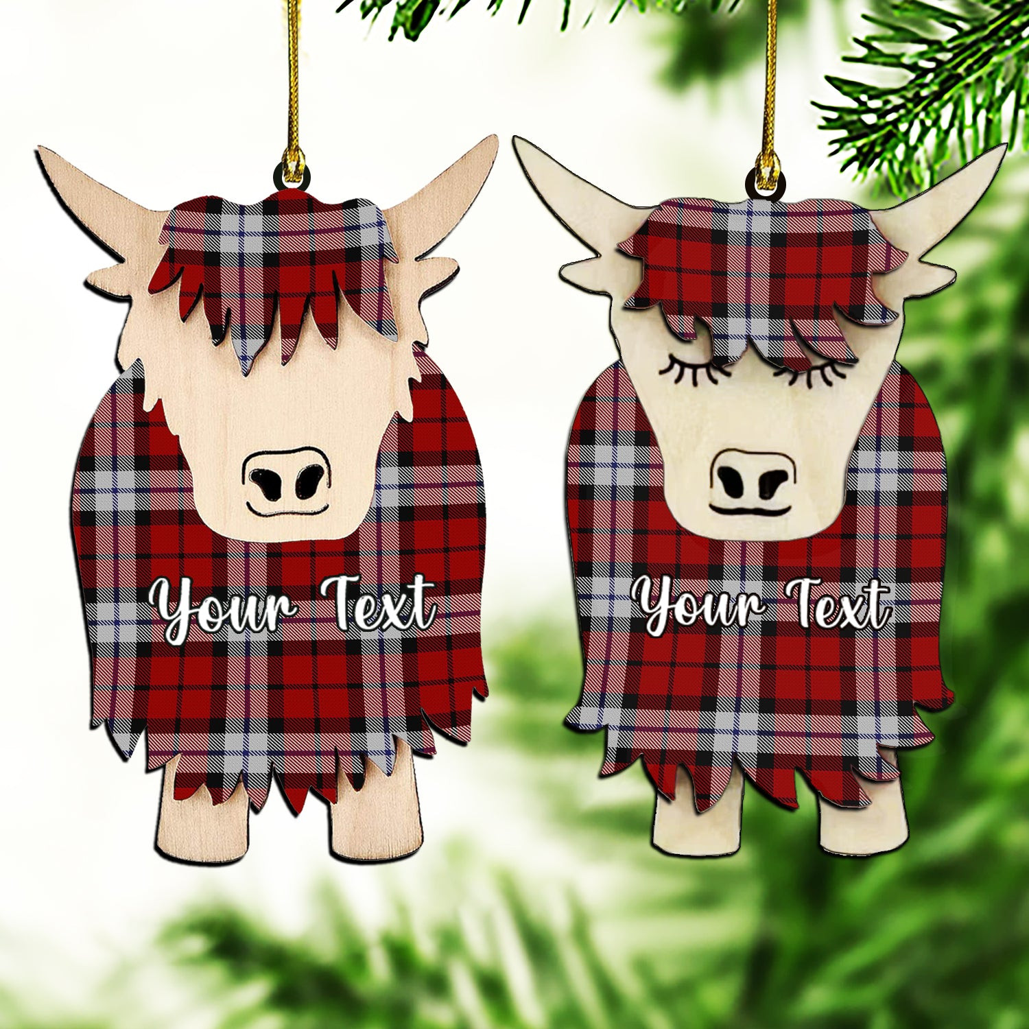 ScotsTee Shop Scottish Brodie Dress Couple Tartan Highland Cow Ornament Acrylic