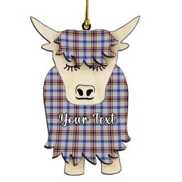 ScotsTee Shop Scottish Boswell Couple Tartan Highland Cow Ornament Acrylic