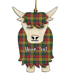 ScotsTee Shop Scottish Buchanan 1800 Couple Tartan Highland Cow Ornament Acrylic