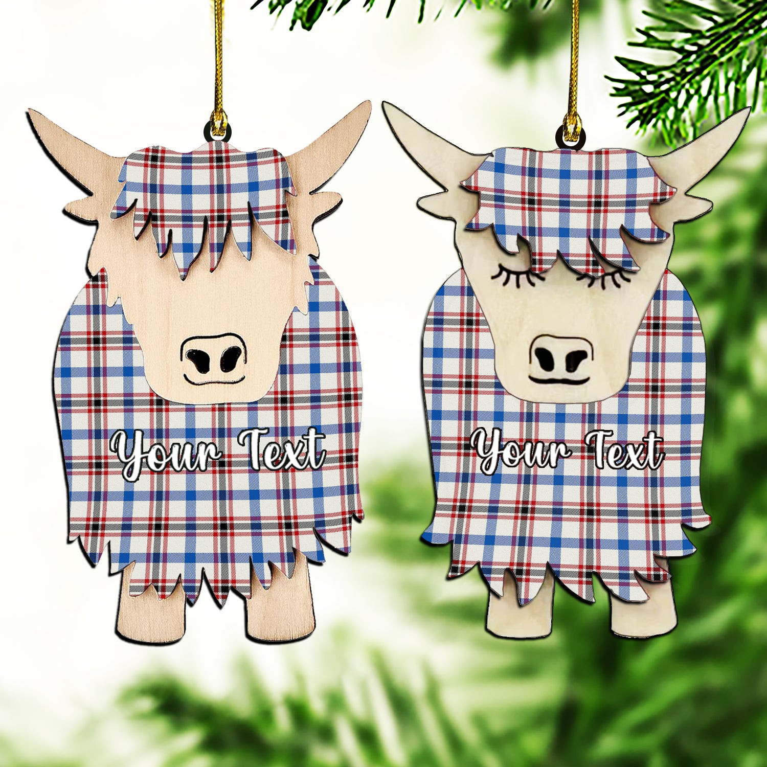 ScotsTee Shop Scottish Boswell Dress Modern Couple Tartan Highland Cow Ornament Acrylic