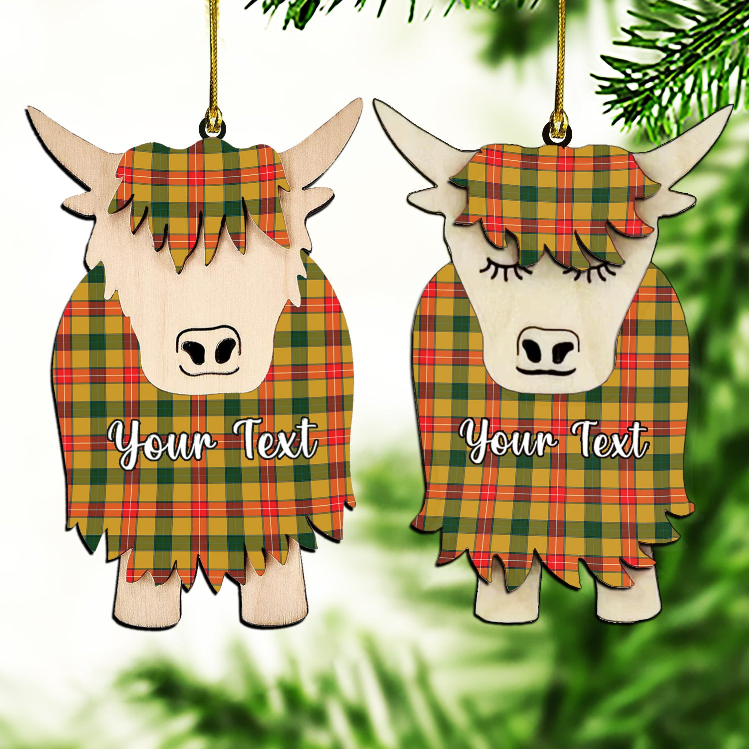 ScotsTee Shop Scottish Baxter SC Couple Tartan Highland Cow Ornament Acrylic