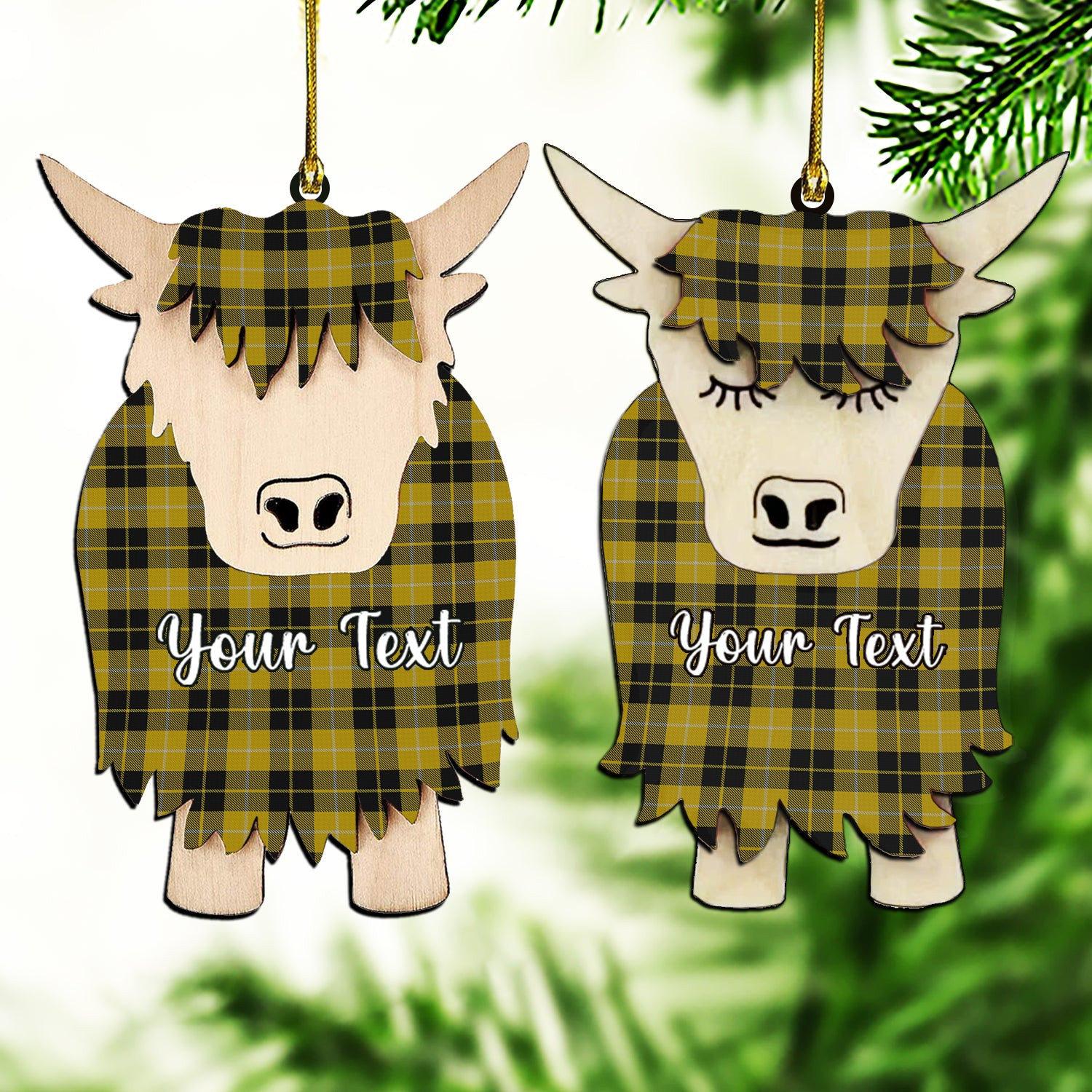 ScotsTee Shop Scottish Barclay Dress Couple Tartan Highland Cow Ornament Acrylic