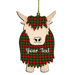 ScotsTee Shop Scottish Blackstock Couple Tartan Highland Cow Ornament Acrylic