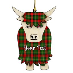 ScotsTee Shop Scottish Blackstock Couple Tartan Highland Cow Ornament Acrylic