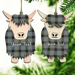 ScotsTee Shop Scottish Bell of the Borders Couple Tartan Highland Cow Ornament Acrylic