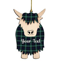 ScotsTee Shop Scottish Baillie of Polkemmet Modern Couple Tartan Highland Cow Ornament Acrylic