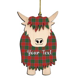 ScotsTee Shop Scottish Bruce New Ancient Couple Tartan Highland Cow Ornament Acrylic
