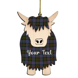 ScotsTee Shop Scottish Bowie Black Couple Tartan Highland Cow Ornament Acrylic