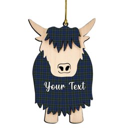ScotsTee Shop Scottish Cockburn Blue Couple Tartan Highland Cow Ornament Acrylic