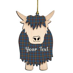 ScotsTee Shop Scottish Cockburn Brown Ancient Couple Tartan Highland Cow Ornament Acrylic