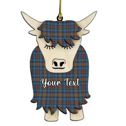 ScotsTee Shop Scottish Cockburn Brown Ancient Couple Tartan Highland Cow Ornament Acrylic