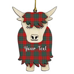 ScotsTee Shop Scottish Cumming Modern Couple Tartan Highland Cow Ornament Acrylic