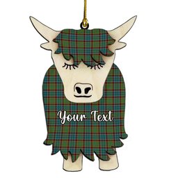 ScotsTee Shop Scottish Cunningham Hunting Ancient Couple Tartan Highland Cow Ornament Acrylic