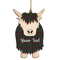 ScotsTee Shop Scottish Carruthers SC Couple Tartan Highland Cow Ornament Acrylic