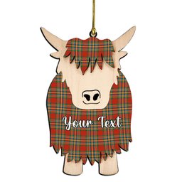 ScotsTee Shop Scottish Chattan Ancient Couple Tartan Highland Cow Ornament Acrylic