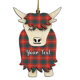 ScotsTee Shop Scottish Chisholm SC Couple Tartan Highland Cow Ornament Acrylic