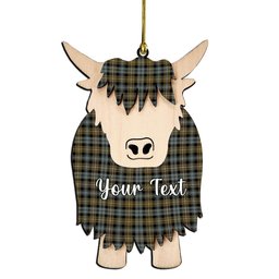 ScotsTee Shop Scottish Campbell Argyll Weathered Couple Tartan Highland Cow Ornament Acrylic