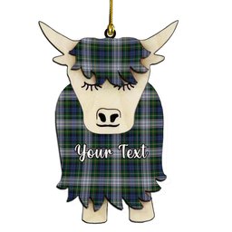 ScotsTee Shop Scottish Campbell of Lochnell Dress Couple Tartan Highland Cow Ornament Acrylic