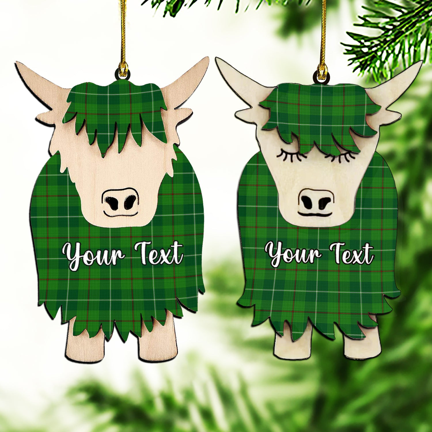 ScotsTee Shop Scottish Clephan Couple Tartan Highland Cow Ornament Acrylic