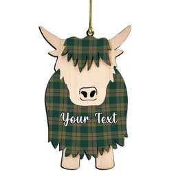 ScotsTee Shop Scottish Chisholm Colonial Couple Tartan Highland Cow Ornament Acrylic