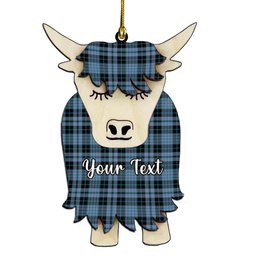 ScotsTee Shop Scottish Clark (Clergy) Ancient Clan Couple Tartan Highland Cow Ornament Acrylic