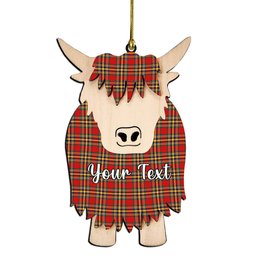 ScotsTee Shop Scottish Chattan Modern Couple Tartan Highland Cow Ornament Acrylic