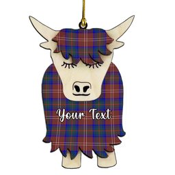 ScotsTee Shop Scottish Chisholm Hunting Modern Couple Tartan Highland Cow Ornament Acrylic