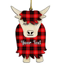 ScotsTee Shop Scottish Cunningham Modern Couple Tartan Highland Cow Ornament Acrylic